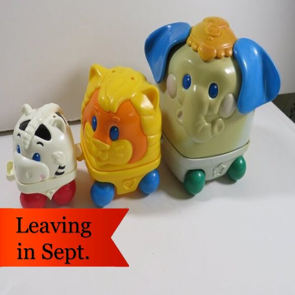 Vintage Animal Train PULL TOY 1995 Fisher Price READ ALL  (3 items) - Picture 1 of 16